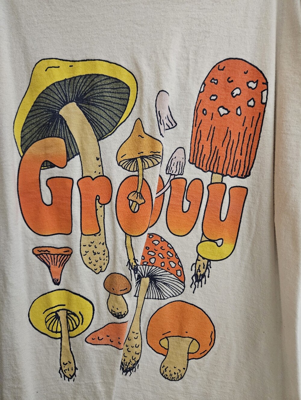 Groovy Mushroom Graphic Tee - Yellow & Orange